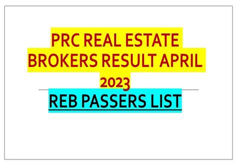 reble prc|REBLE RESULTS APRIL 2023: Real Estate Broker .